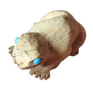 Native American Zuni Reptile Fetish Carving Turquoise Totem Southwest Art Signed
